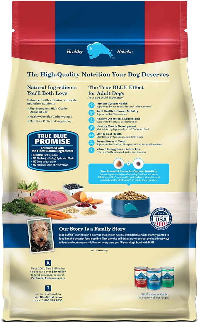 Blue Buffalo Life Protection Formula Adult Dry Dog Food, Helps Build and Maintain Strong Muscles, Made with Natural Ingredients, Beef & Brown Rice Recipe, 5-lb. Bag