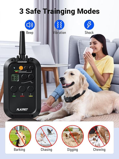 Dog Training Collar 2950FT Remote IPX7 Waterproof, 3 Training