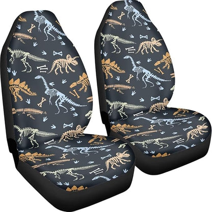 UNICEU Dinosaur Skeleton Front Seat Covers 2 Pack