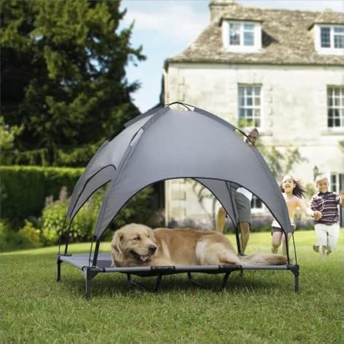 Large Elevated Dog Bed with Canopy 48IN Outdoor