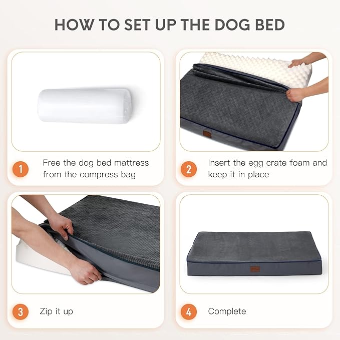Bedfolks 4" Thick Orthopedic Dog Bed for Jumbo Dogs