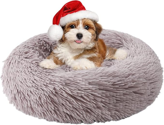 Aurako Cat Bed Dog Bed Round Cushion Pet 23" Taupe