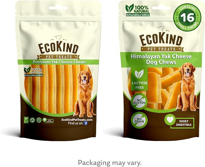 EcoKind Premium Gold Yak Cheese Himalayan Dog Chews, Healthy Dog Treats for Small Dogs, High Protein, All Natural, Long-Lasting Chew, Small - 16 Chews