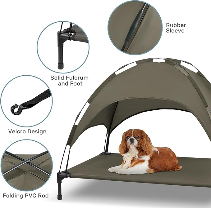 Heeyoo Elevated Dog Bed with Canopy