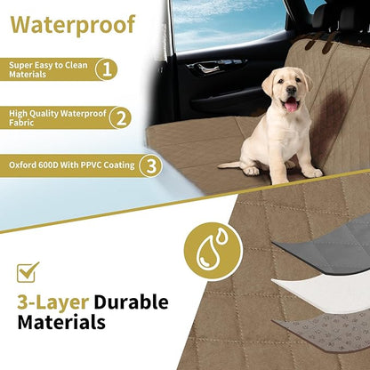 Easy-Going Waterproof Back Seat Extender for Dogs (53"x48", Camel)