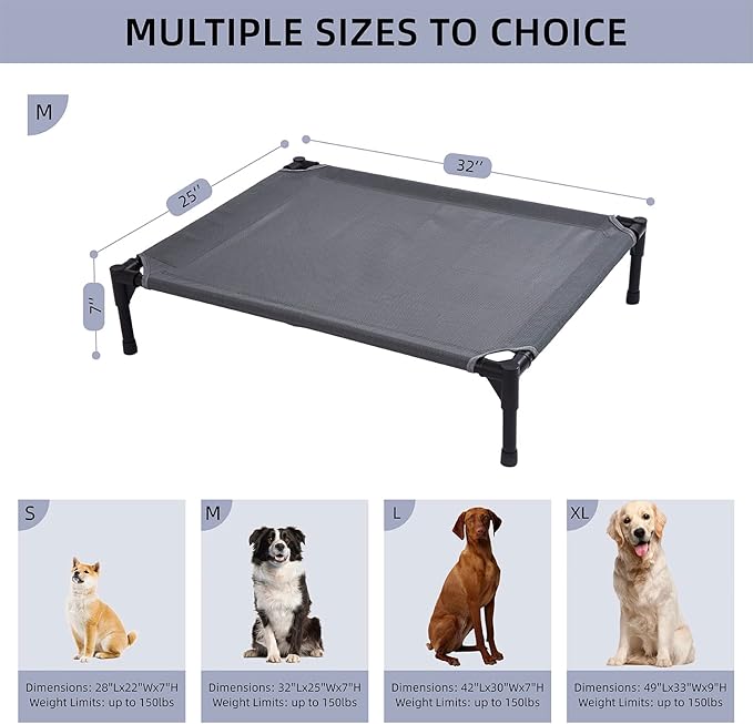 pettycare Elevated Outdoor Dog Bed 32 Inches,