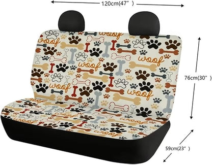 AFPANQZ Dog Paw with Bone Print Car Backseat Covers Dog Seat Cushion for Rear Seat Non-Slip Soft Car Seat Covers for Dogs