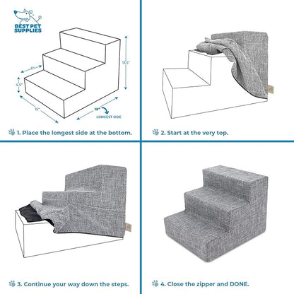 Best Pet Supplies Foam Pet Steps Cover for Small Dogs and Cats 5-Step (Cover