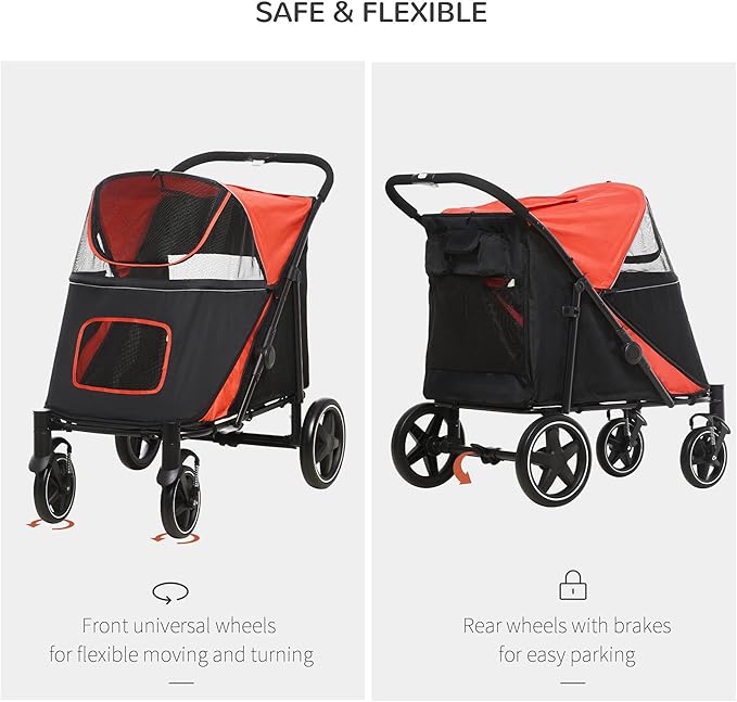 NicBex Dog Stroller One-Click Foldable Doggy Stroller Pet Stroller with Storage Smooth Ride with Shock Absorption