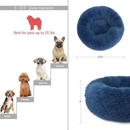 Puppy Bed for Calming Dog 23 Inches Navy 15 lbs