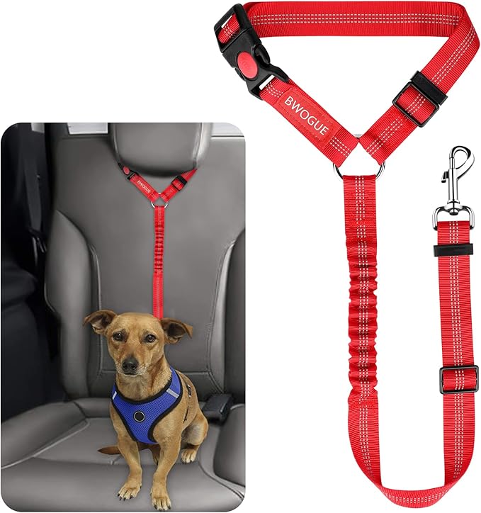 BWOGUE Pet Dog Cat Seat Belts, Car Headrest Restraint Adjustable Safety Leads Vehicle Seatbelt Harness (1 Pack)