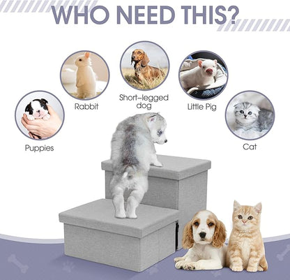 Heeyoo Dog Stairs with Storage 2 Tiers 50 lbs