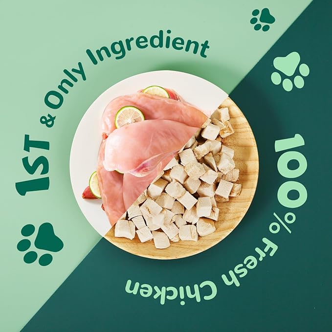 Freeze Dried Chicken for Dogs Cats, High Protein Raw Dog Food Topper, Single Fresh Ingredient Treats, 4.6oz, Rawhide Free