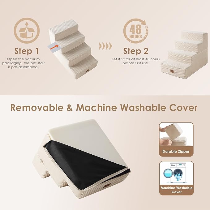 EHEYCIGA Dog Stairs for Bed 18”H 4-Step Dog