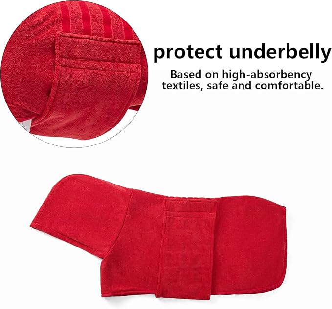 Geyecete Dog Drying Coats with Hood-Dog Towels Absorbent Robe Dry Fast Dog Bag-Dog Bathrobe Towel-Microfibre Fast Drying Super Absorbent-Red-L