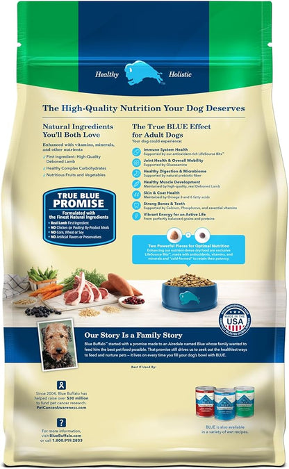 BLUE BUFFALO Life Protection Formula Adult Dry Dog Food, Helps Build and Maintain Strong Muscles, Made with Natural Ingredients, Lamb & Brown Rice Recipe, 24-lb. Bag