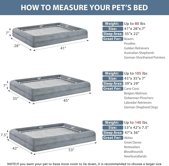 WNPETHOME Washable Dog Beds for Large Dogs, XL Dog Bed, Orthopedic Dog Sofa Bed with Removable & Waterproof Cover, Extra Large Dog Bed with Bolster Sides for Sleeping, Big Dog Couch Bed with Sides