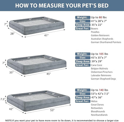 WNPETHOME Washable Dog Beds for Large Dogs, XL Dog Bed, Orthopedic Dog Sofa Bed with Removable & Waterproof Cover, Extra Large Dog Bed with Bolster Sides for Sleeping, Big Dog Couch Bed with Sides