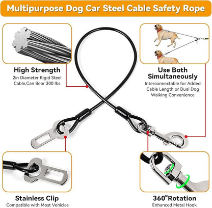 Dog Seat Belt for Car 2Pcs Dog 2in Diameter 300 lbs.