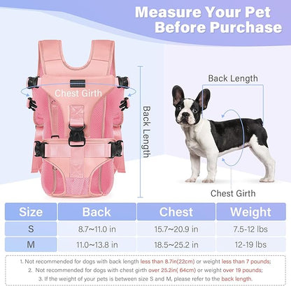 YUDODO Pet Dog Front Carrier Backpacks Multiple Adjustable Small Dog Chest Carrier Legs Out Easy-Fit Dog Travel Backpack Carrier for Hiking Camping for Small Medium Dogs Cats and Rabbit (Medium,Pink)