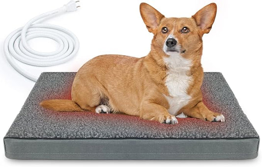 Outdoor Heated Pet Beds for Cat & Dog Orthopedic Foam Warming Beds Auto Temperature Control