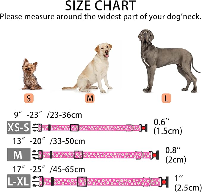 Cute Floral Dog Collar for Small Medium Large Dogs