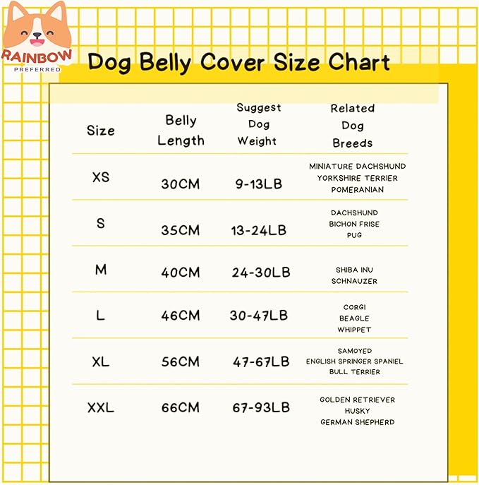 Waterproof Dog Belly Cover, Dog Apron, Washable, Easy to Use & Clean. Pet Costume for Short Leg Dogs Small Puppy & Corgi