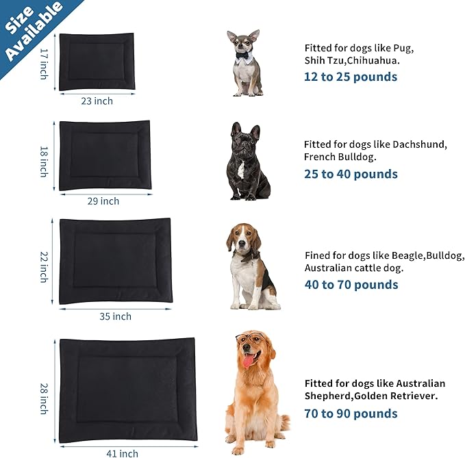 HOMBYS Chew Proof Dog Crate Pad for Small and Medium Dog 17x23 in