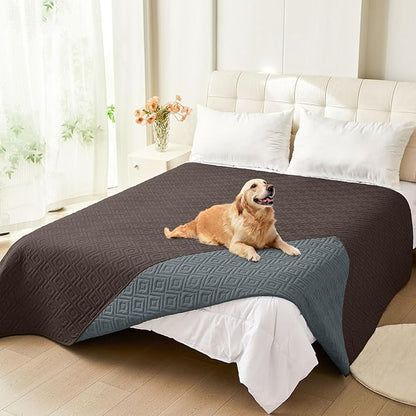 hyha Waterproof Dog Blanket, Soft Dog Bed Cover Pet Blankets, Waterproof Sofa Couch Cover for Dogs Washable, Reversible Pet Couch Covers for Sofa Furniture (52x82 Inch, Chocolate/Dark Grey)