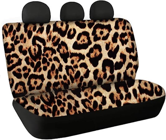 CLOHOMIN Leopard Printed Car Seat Covers for Back Universal Rear Split Bench Seat Cover for Dogs Kids Pet Back Seat Backrest Saddle Blanket Protector for Truck Van Sedans