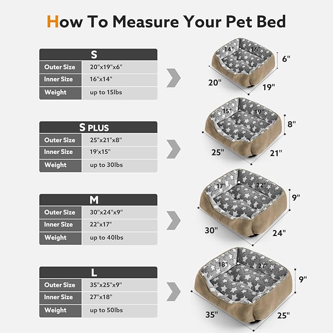 SIWA MARY Dog Bed for Small Dogs (20"x 19"x 6") Brown