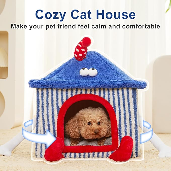 Jiupety Indoor Small Dog House Washable (20"x20"x21.5") Up 25lbs Cat 15lbs Dog,