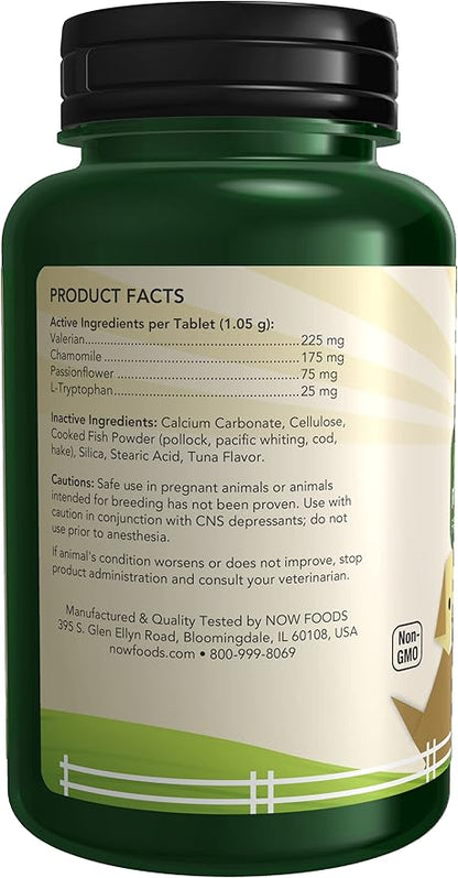 NOW Pet Health, Pet Relaxant Supplement, Formulated for Cats & Dogs, NASC Certified, 90 Chewable Tablets