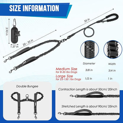 Lukovee Double Dog Leash 360° Swivel