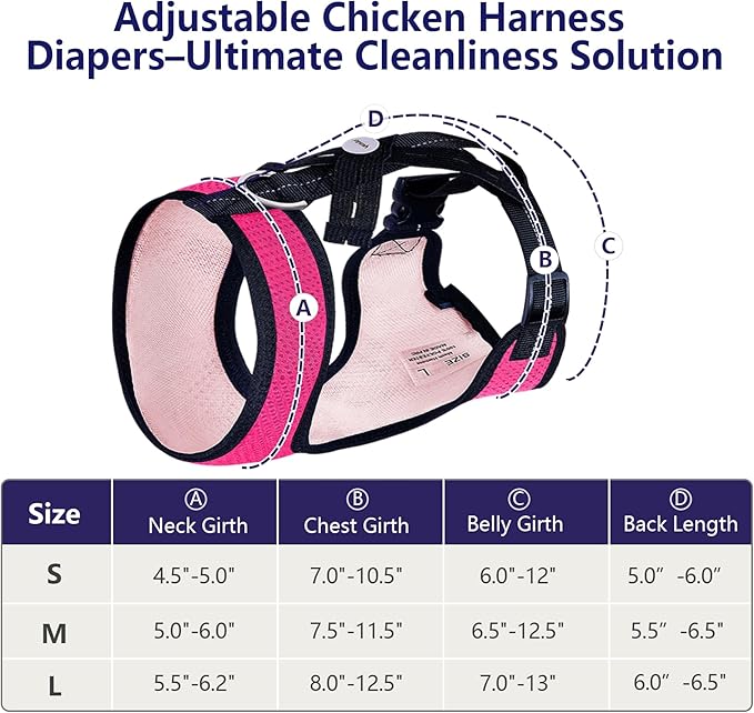 Chicken Harness Hen size with 6-foot Matching belt, Comfortable, Breathable, Small Size, Suitable for Chicken, Duck or Goose Suitable for Weight about 2.3-3.8Pounds, Green (Months, Pink)