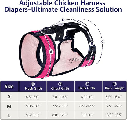 Chicken Harness Hen Size with 6ft Matching Leash – Adjustable, Resilient, Comfortable, Breathable, Large Size, Suitable for Chicken Weighing About 6.6 Pound,Pink