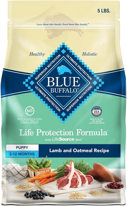 Blue Buffalo Life Protection Formula Puppy Dry Dog Food with DHA and ARA, Made with Natural Ingredients, Lamb & Oatmeal Recipe, 5-lb. Bag