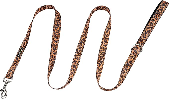 EcoBark Dog Leash - Soft & Reflective Comfort Leash with Padded Handle - Strong Durable Heavy Duty - Training and Pulling for Small, Medium or Large Dogs (Cheetah)