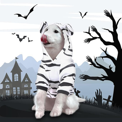 DELIFUR Large Dog Tiger Costume - White Tiger Halloween Costume for Medium Large Dogs Golden Retriever Labrador Rottweiler Cute Hoodie Outfit (White, XX-Large)