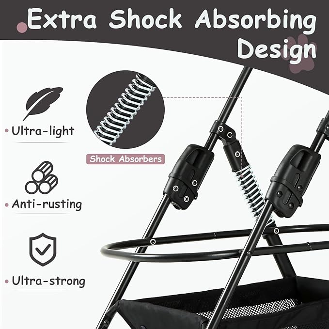 SWITTE Dog Stroller 3 in 1 Folding Pet Stroller 4 Wheels