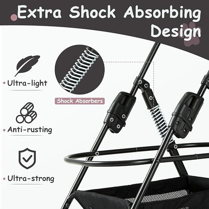 SWITTE Dog Stroller 3 in 1 Folding Pet Stroller 4 Wheels