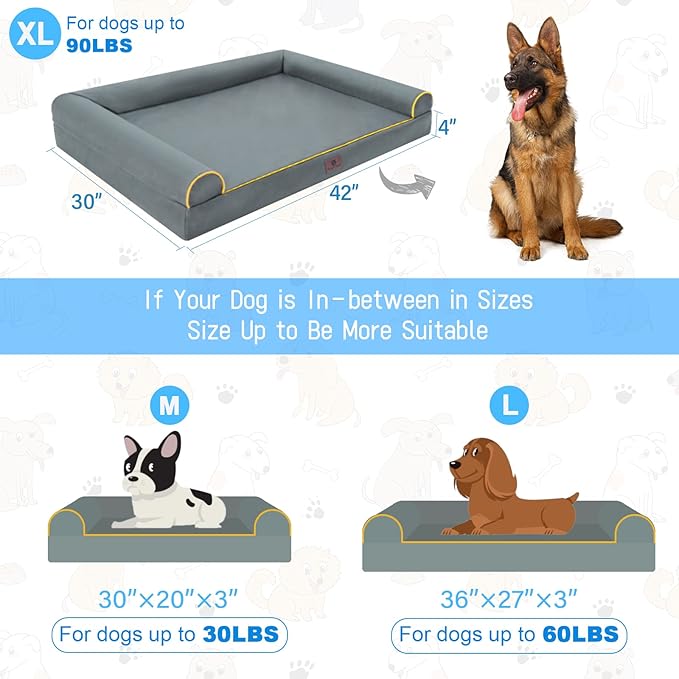 Hygge Hush 100% Waterproof Dog Bed Bottom(Grey,42"x30")