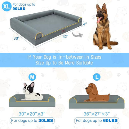 Hygge Hush 100% Waterproof Dog Bed Bottom(Grey,42"x30")