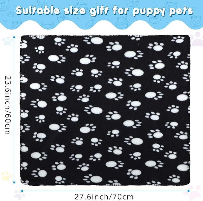 Eccliy 20 Pcs Puppy Blanket Pet Blanket Soft Fleece Dog Blankets Doggie Blanket Warm Felt Throw Blanket Sleep Mat Bed Covers Small Blankets for Puppy Pet Dogs Cat 20 Styles (Paw,23.6 x 27.6 Inch)