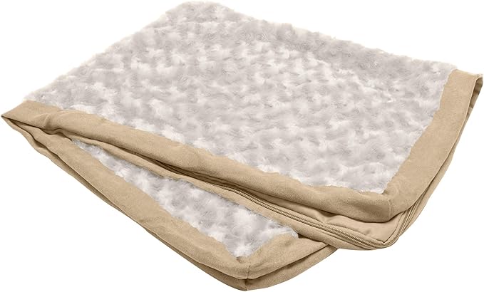 Furhaven Replacement Dog Bed Cover Ultra Plush Faux Fur & Suede Mattress, Machine Washable - Cream, Jumbo (X-Large)