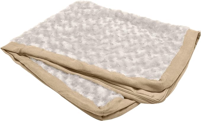 Furhaven Replacement Dog Bed Cover Ultra Plush Faux Fur & Suede Mattress, Machine Washable - Cream, Large