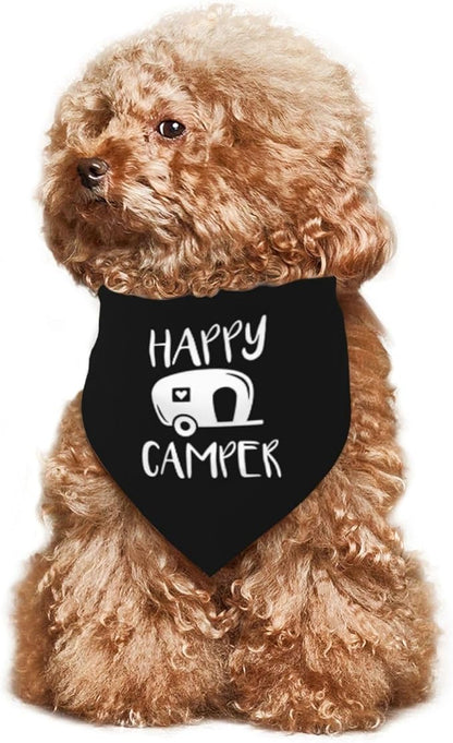 Happy Camper Summer Dog Bandana，Adorable puppy accessory for The avid camper ，Pet Neckerchief for Pets Daily Wear Photo Prop Party Supplies,Funny Cute Dog Bandana (Black)
