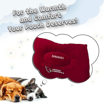 NFL PET Bed - Arizona Cardinals Soft & Cozy Plush Pillow Bed. - Football Dog Bed. Cuddle, Warm Sports Mattress Bed for Cats & Dogs