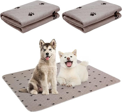 PUPTECK Washable Pee Pads for Dogs - 2 Pack 34" x 36" Waterproof Reusable Puppy Potty Training Pads Whelping Mat - Fast Absorption Non-Slip Pet Food Feeding Mat -Pad for Small Animals