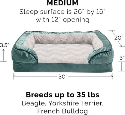 Furhaven Cooling Gel Dog Bed for Medium/Small Dogs w/ Removable Bolsters & Washable Cover 35 lbs